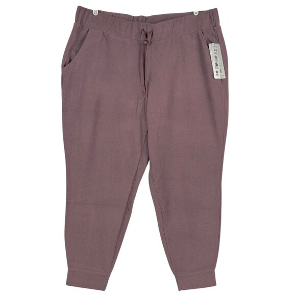 RBX Womens Peach Skin Plum Joggers Plus Size 2X Drawstring Waist Lightweight NWT - Picture 1 of 12
